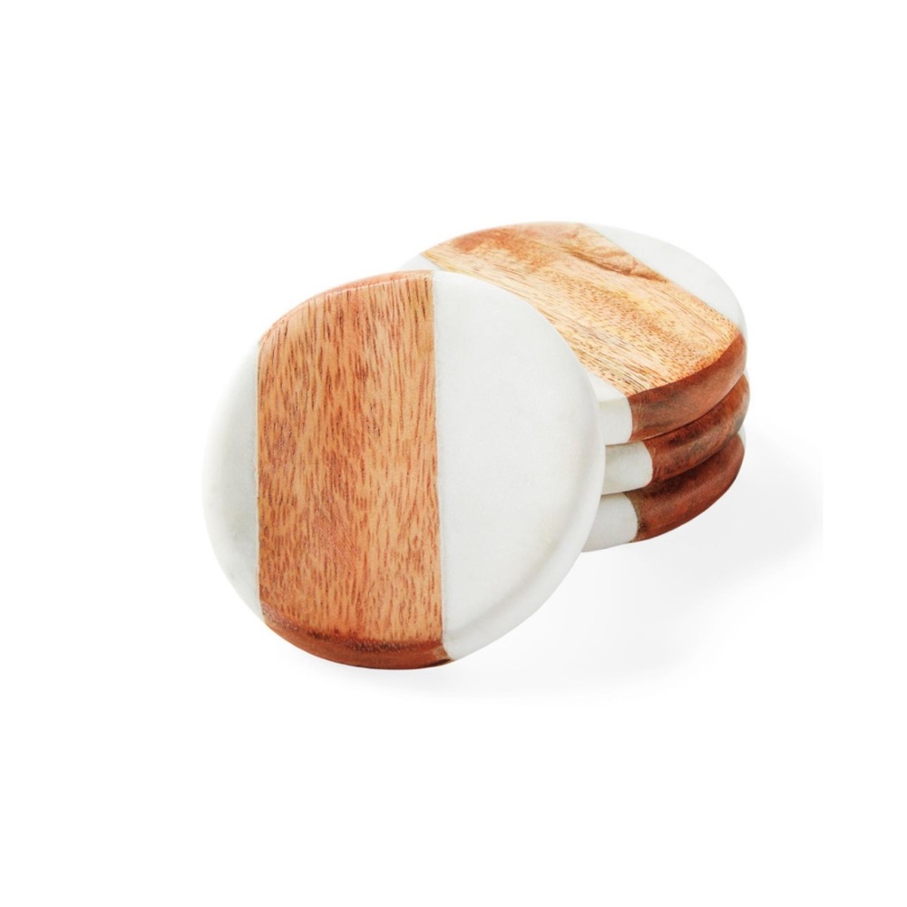 SERENA & LILY Wood & Marble Coasters (NEW)